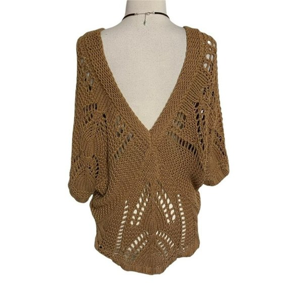 Old Navy XL tan Boho loose knit V-neck sweater - Picture 3 of 6